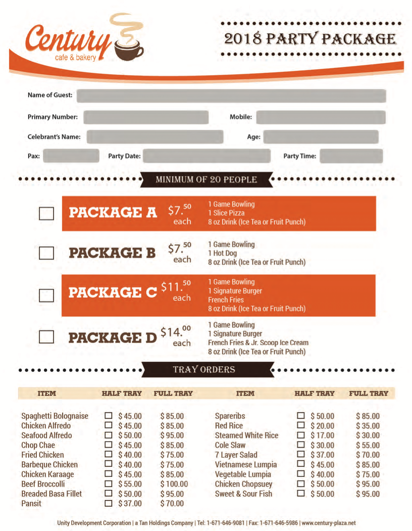 Party Package Form